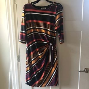 Striped with side tie dress